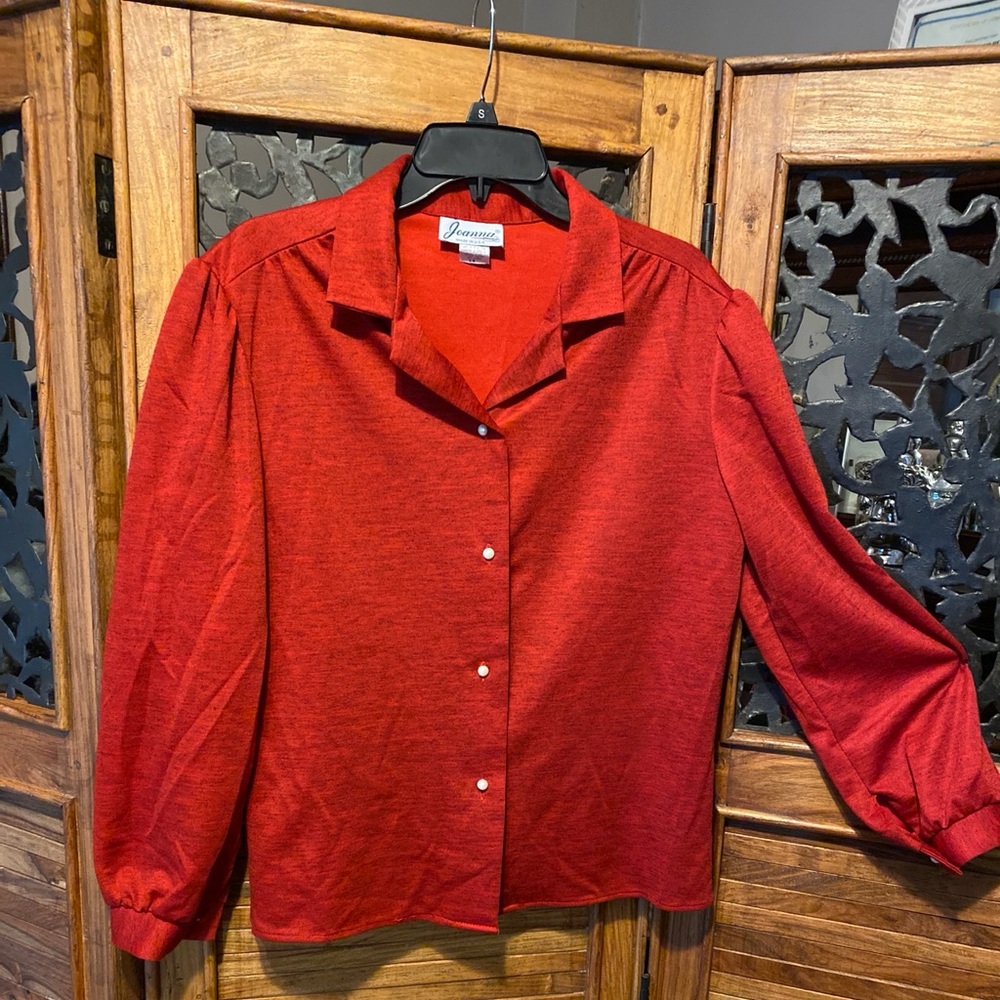 Vintage Blouse Pearl Buttons puff sleeves